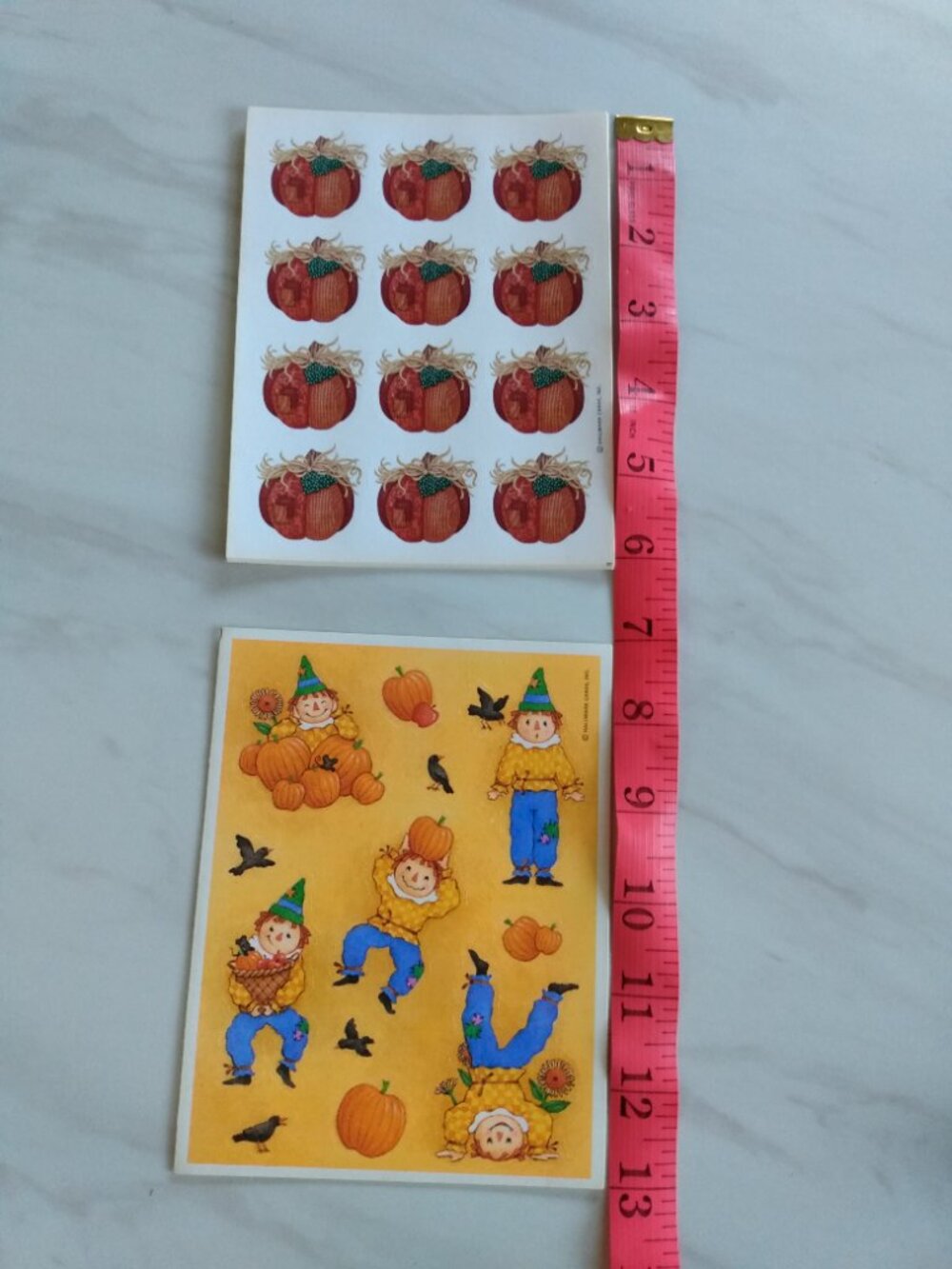 Vintage 90s Halloween Stickers Hallmark Patchwork Pumpkins and Scarecrows - Picture 10 of 16